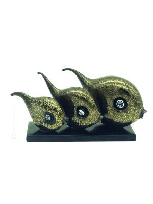 FISH Verre soufflé de Murano Feuille d'or 24 carats, artisanat authentique Made in Italy