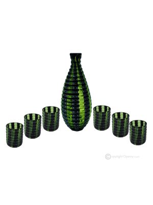 MURRINE LIQUEUR Ensemble de 6 verres à shot avec bouteille en verre de Murano Fabriqué en Italie