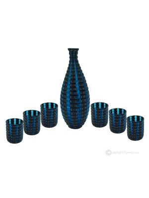 MURRINE LIQUEUR Ensemble de 6 verres à shot avec bouteille en verre de Murano Fabriqué en Italie