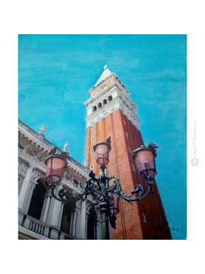 S. MARCO Peinture sur toile de Massimo Scarpa avec technique à l'encaustique