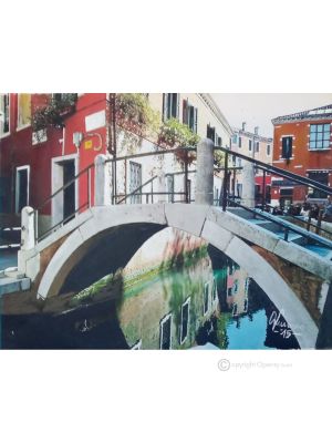 PONT Peinture sur toile de Massimo Scarpa avec technique à l'encaustique