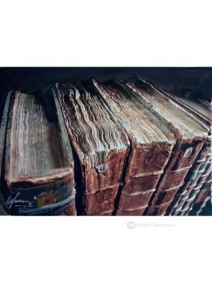 LIVRES Peinture sur toile de Massimo Scarpa avec technique à l'encaustique