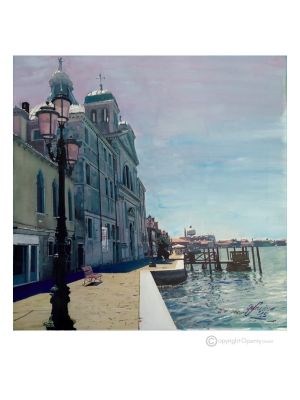 LAGUNE Peinture sur toile de Massimo Scarpa avec technique à l'encaustique