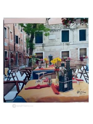 RESTAURANT Peinture sur toile de Massimo Scarpa avec technique à l'encaustique