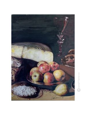 NATURE MORT Peinture sur toile de Massimo Scarpa avec technique à l'encaustique