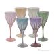 DEBBY Ensemble de 6 authentiques verres à vin à pied peints à la main en verre de qualité supérieure.
