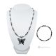 PAPILLON - Collier avec bracelet, hématite naturelle facettée et plaqué argent, fait main.