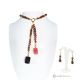 SOLEIL – Ensemble Collier et Boucles d’Oreilles en Rhodonite, Hématite, Oeil de Tigre, Quartz et Onyx, Fait Main.
