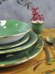 Service de table PRETA 20 pièces pour 6 personnes en céramique blanche peinte à la main avec de l'or 8 carats