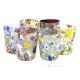 VERRES À LIQUEUR ARLECCHINO Ensemble de 6 authentiques verres à liqueur en verre soufflé de Murano avec Murrine et feuille d'argent 925 Fabriqués en Italie