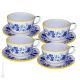 FIORACCIO MUGS ensemble de 4 tasses à céréales pour petit déjeuner avec soucoupe faites à la main en céramique Castelli authentique Abruzzes Made in Italy