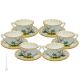 UCCELLINI CUPS ensemble de 6 tasses à thé cappucino avec soucoupe Castelli céramique faite à la main authentique Abruzzes Made in Italy