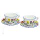 UCCELLINI CUPS set tasses à thé cappucino avec soucoupe Castelli céramique fait main authentique Abruzzes Made in Italy