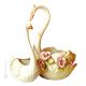 Décoration de table artistique en céramique de style baroque SWAN avec détails en or 24 carats Fabriqué en Italie
