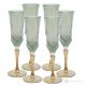 ADA Ensemble de 6 flûtes authentiques peintes à la main en verre de qualité supérieure.-Vert