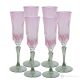 ADA Ensemble de 6 flûtes authentiques peintes à la main en verre de qualité supérieure.-Rose