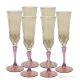 ADA Ensemble de 6 flûtes authentiques peintes à la main en verre de qualité supérieure.-Ambre