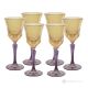 ADA Ensemble de 6 verres à eau à pied authentiques peints à la main en verre de qualité supérieure.-Jaune