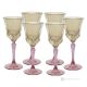 ADA Ensemble de 6 verres à eau à pied authentiques peints à la main en verre de qualité supérieure.-Ambre