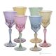 ADA Ensemble de 6 verres à eau à pied authentiques peints à la main en verre de qualité supérieure.-Multicolore 