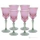 ADA Ensemble de 6 verres à eau à pied authentiques peints à la main en verre de qualité supérieure.-Rose