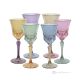 ADA Ensemble de 6 verres à vin authentiques à pied peints à la main dans un verre de qualité supérieure.