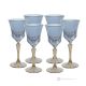 ADA Ensemble de 6 verres à vin à pied authentiques peints à la main en verre de qualité supérieure.-Bleu