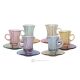 ADA Ensemble de 6 tasses à thé et soucoupes modernes authentiques peintes à la main en verre de qualité supérieure.-Multicolore 