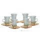 ADA Ensemble de 6 authentiques tasses à thé et soucoupes modernes peintes à la main en verre de qualité supérieure.-Vert