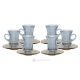ADA Ensemble de 6 tasses à thé et soucoupes modernes authentiques peintes à la main en verre de qualité supérieure.-Bleu