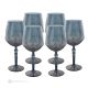 ALKIMIA Ensemble de 6 verres à eau à pied authentiques peints à la main en verre de qualité supérieure.-Bleu