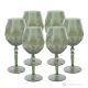 ALKIMIA Ensemble de 6 authentiques verres à vin à pied peints à la main en verre de qualité supérieure.-Vert