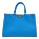Sac bandoulière femme cabas CHICCA Shopper en vrai cuir bleu fabriqué à la main