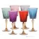 DOMINA Ensemble de 6 authentiques verres à eau à pied peints à la main en verre de qualité supérieure.