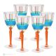 BRILLANTE Ensemble de 6 authentiques verres à vin à pied peints à la main en verre de qualité supérieure.