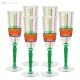BRILLANTE Ensemble de 6 flûtes authentiques peintes à la main en verre de qualité supérieure.