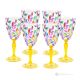 LAURUS Ensemble de 6 authentiques verres à eau à pied peints à la main en verre de qualité supérieure.