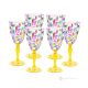 LAURUS Ensemble de 6 authentiques verres à vin à pied peints à la main en verre de qualité supérieure.