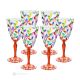 LAURUS Ensemble de 6 authentiques verres à vin à pied peints à la main en verre de qualité supérieure.