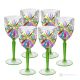 OASIS Ensemble de 6 authentiques verres à eau à pied peints à la main en verre de qualité supérieure.