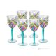 OASIS Ensemble de 6 authentiques verres à vin à pied peints à la main dans un verre de qualité supérieure.