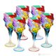 CALYPSO Ensemble de 6 verres à pied authentiques et modernes peints à la main en cristal.