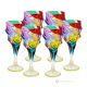 CALYPSO Ensemble de 6 verres à pied authentiques et modernes peints à la main en cristal.