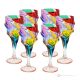 CALYPSO Ensemble de 6 verres à pied authentiques et modernes peints à la main en cristal.