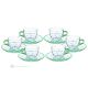 BASIC Ensemble de 6 tasses à expresso avec soucoupe en verre peinte à la main.