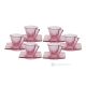 DEBBY Ensemble de 6 tasses à expresso et soucoupes peintes à la main en verre de qualité supérieure.