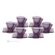 DEBBY Ensemble de 6 tasses à expresso et soucoupes peintes à la main en verre de qualité supérieure.