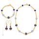 GOLD BAND PARURE ensemble de bijoux fantaisie artistique collier collier bracelet boucles d'oreilles perles de verre de Murano avec or 18 carats fait à la main authentique Made in Italy