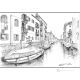 FONDAMENTA BATTELLO - VENISE Dessin au crayon sur carton moderne Made in Italy 