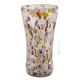 VASE ARLECCHINO authentique verre soufflé de Murano avec Murrine et feuille d'argent 925 fait main Made in Italy